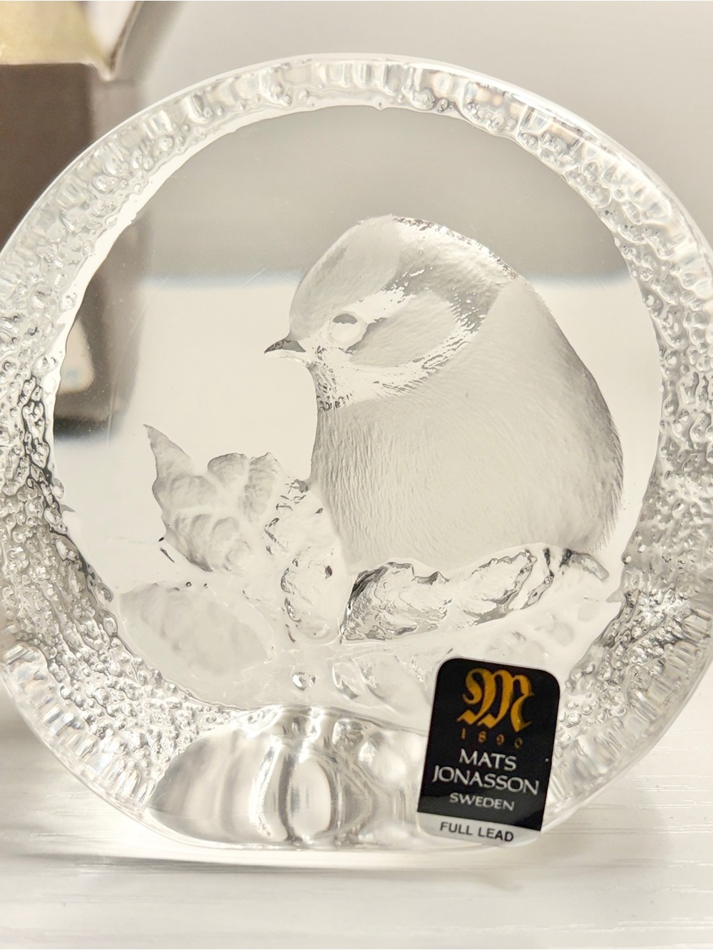 RARE In Orig. Box! Vintage Swedish Crystal Bird Sculpture